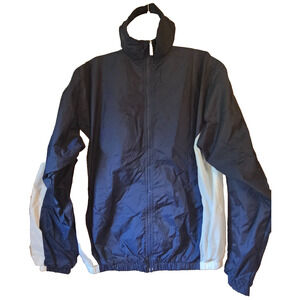 Vintage Asics Windbreaker Jacket St Pius X Track Team Blue White 90s Men L